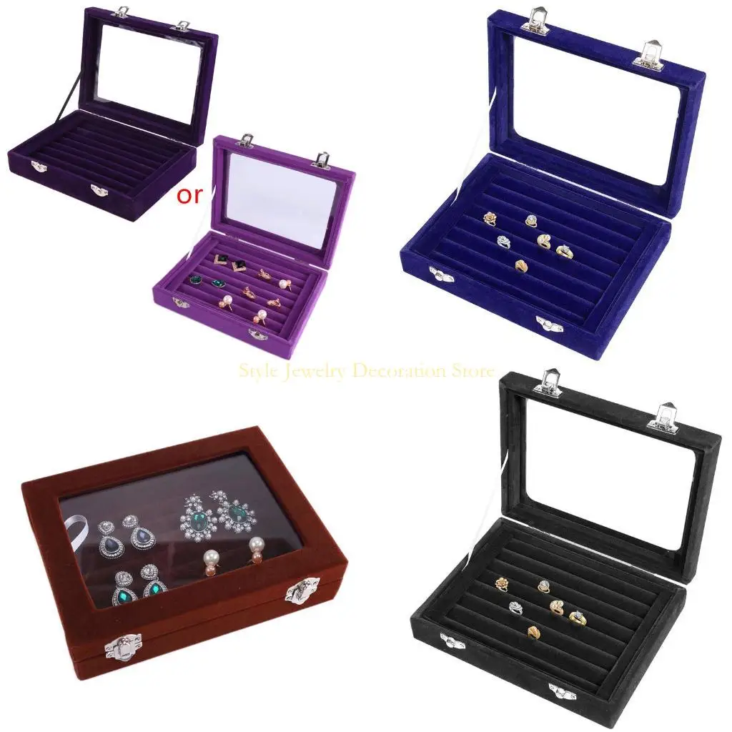 

D46E Jewelry Tray Box Holder with Clear Lid for Drawer Earring