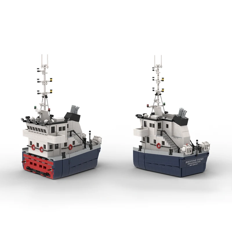 Transportboot Model MOC Bouwstenen Modulair Droog Bulk Barge Modulaire Technologie Geschenken Vakantie Monteer Kinderspeelgoed Pak