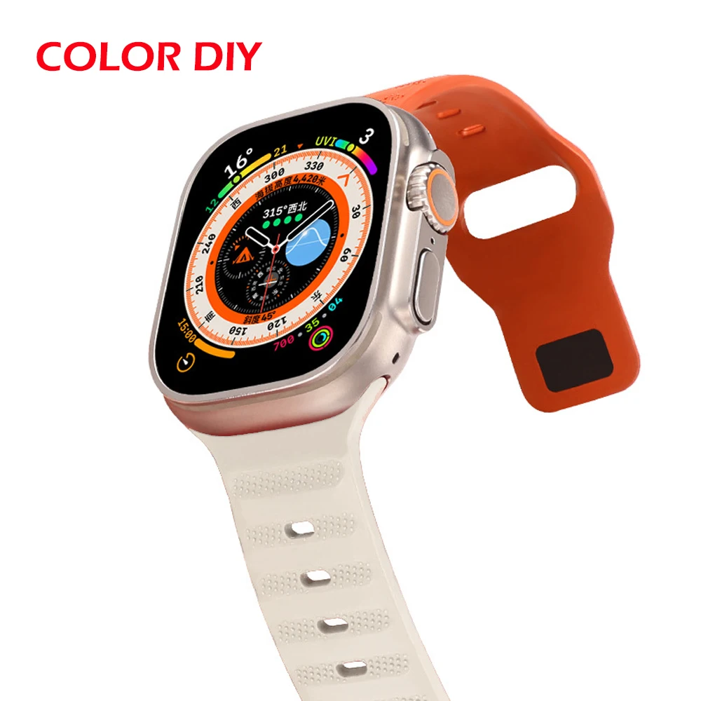 Quality Fluorine Rubber Strap for Apple Watch Band Ultra 2 49mm 8 7 45mm 42mm 41mm 40mm 44/38mm IWatch Series 9 6 SE 5 4 3 2