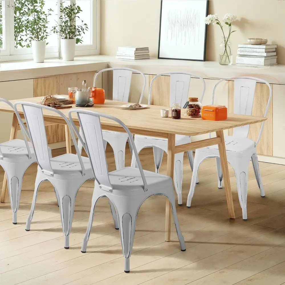 

Metal Dining Chair Indoor Outdoor Use Stackable Chic Side Classic Trattoria Metal Chairs Set of 4 for Kitchen, Dining Room, Bis