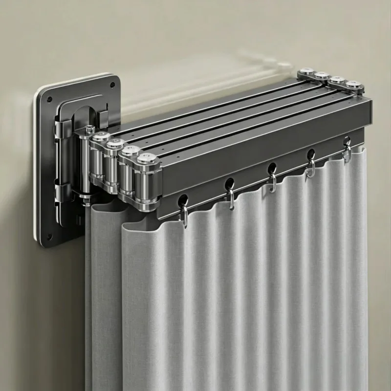 Folding shower curtain, bathroom blocking tarp, bathroom wet and dry separation partition
