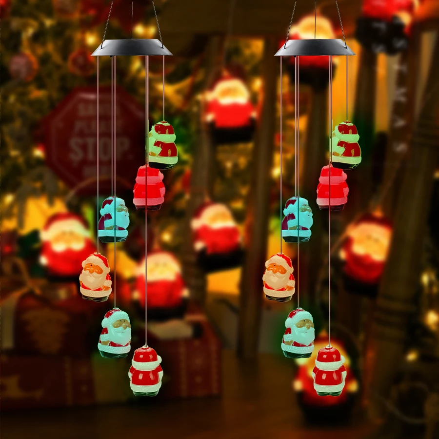 الملونة سانتا كلوز الكرة ضوء الشمس مصابيح تعليق للزينة 2025 عيد الميلاد السنة الجديدة الديكور غرفة نوم فناء الرياح الرنين مصابيح #4