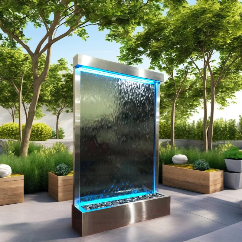 custom.Contemporary 72*48 Inches Wide Silver Mirror New Outdoor Indoor Waterfall Garden Fountains with SS Frame