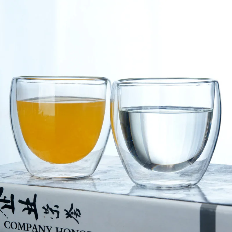 1 pcs Heat-resistant Double Wall Glass Cup Beer Espresso Coffee Cup Set Handmade Beer Mug Tea glass Whiskey Glass Cups Drinkware