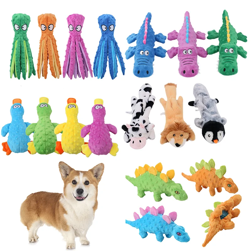 Pet Plush Toy Dog Sound Octopus Animal Shape Toy Interactive Dog Teeth Clean Chew Toy Pet Supplies For Small Meduim Large Dog