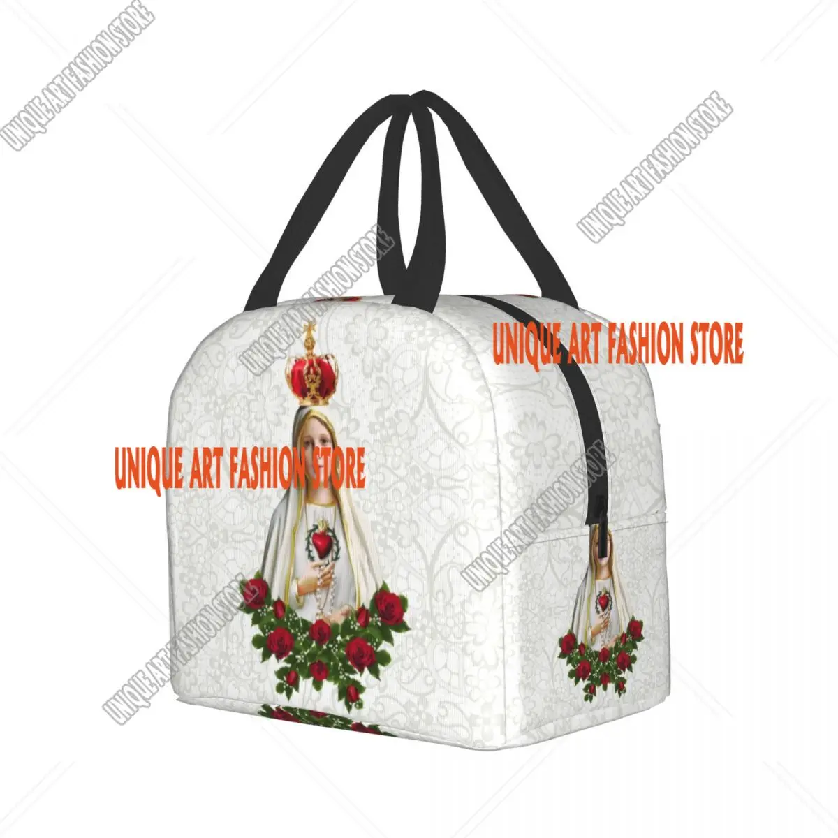 Our Lady Of Fatima Virgin Mary Lunch Bag Men Women Cooler Thermal Insulated Portugal Rosary Catholic Lunch Box for Adult Office