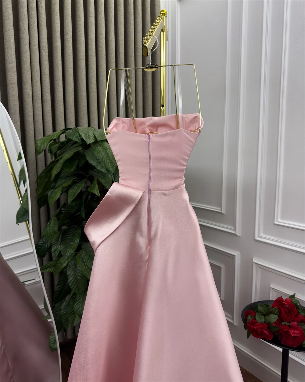 Customized Evening Dress Classic Satin Strapless Spaghetti Straps Sleeveless Prom Gowns Elegant A-Line Crystal Party Dresses