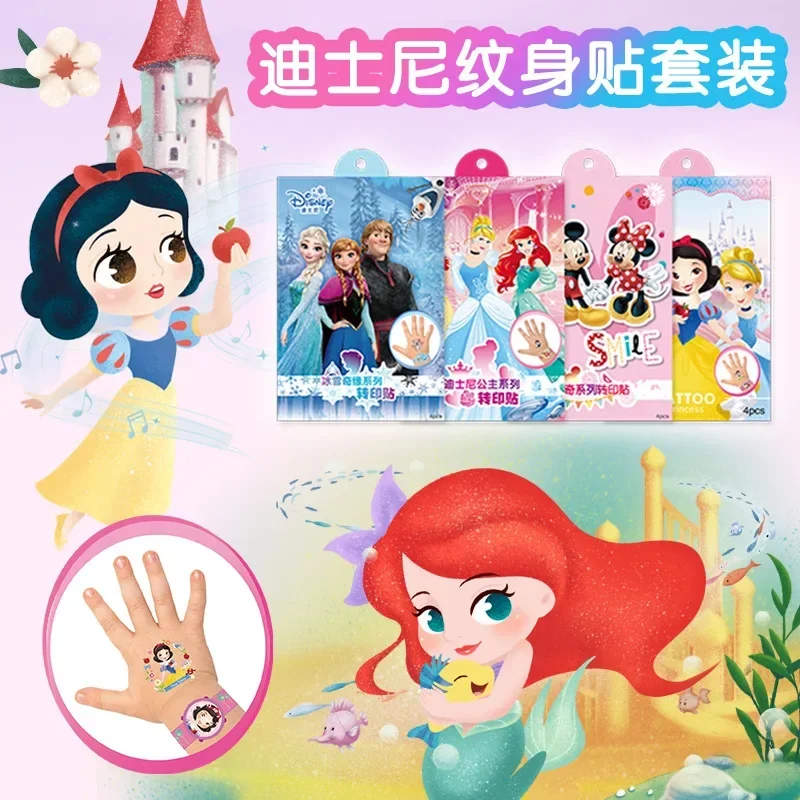 4pcs Disney Minnie stitch Princess series stickers, temporary tattoo stickers, cute cartoon patterns, handmade accessories,diy