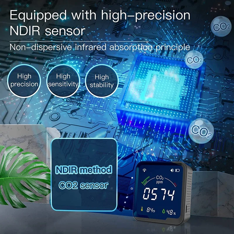 Imagem -05 - Detector de Co2 Monitor Interno da Qualidade do ar Detector de Dióxido de Carbono do Sensor de Ndir Verificador de ar da Umidade da Temperatura