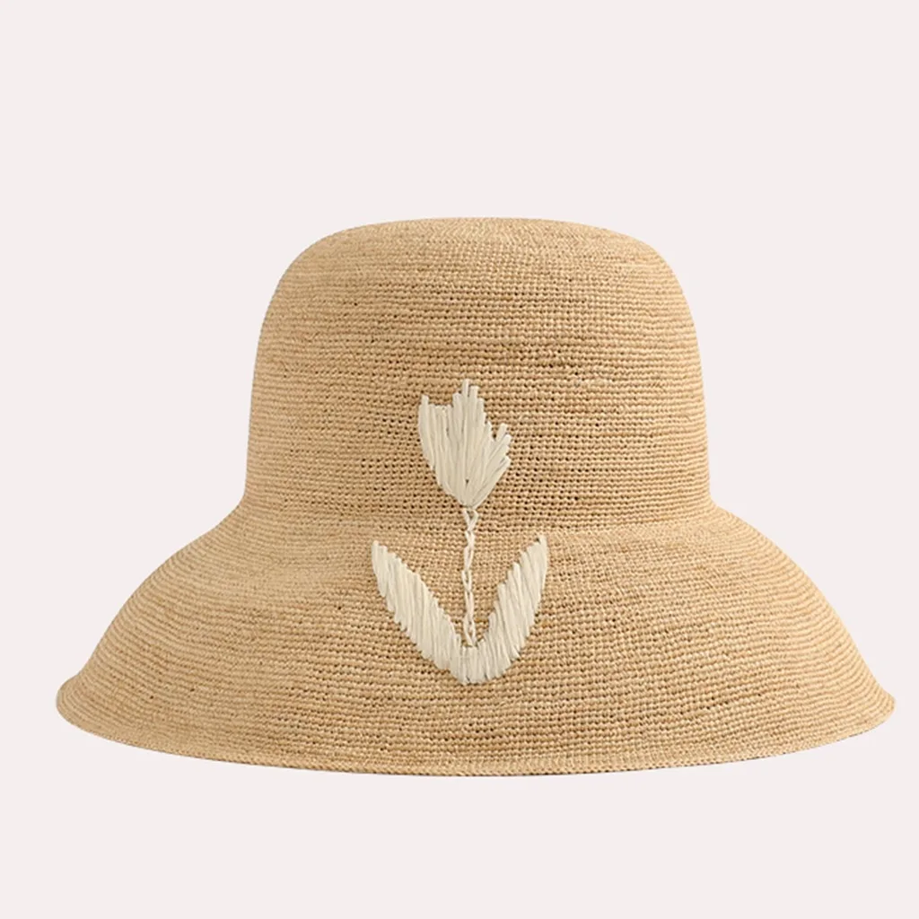 Raffia-Strohhut, atmungsaktiv, faltbar, Sommerhut, breiter Krempe, verstellbar, für den Stadtverkehr, Ausflüge, Strandurlaub