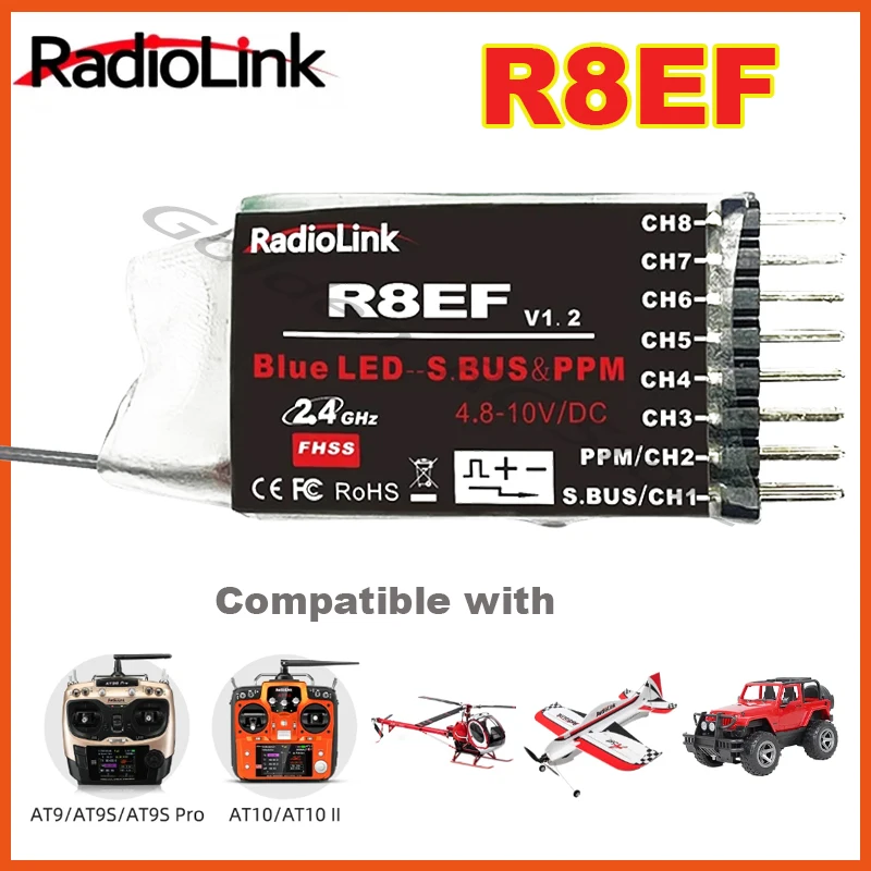 Radiolink R8EF 2.4G 8CH FHSS 8 Channels Receiver for T8FB Support S-BUS PPM PWM Signal Quadcopter Multicopter Airplane