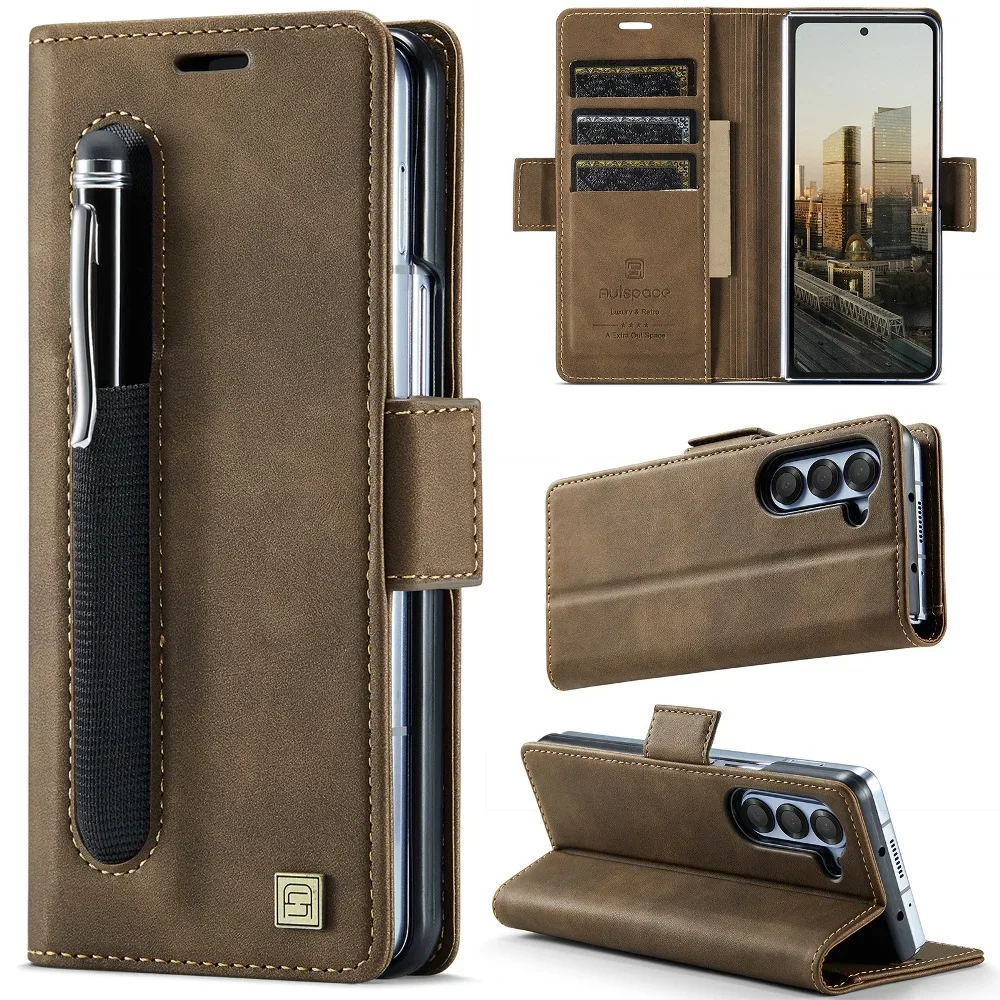 

Magnetic Flip Wallet Card Case Phone Cover for Samsung Galaxy Z Fold7&Z Fold6 &Z Fold 5 with Pen Holder