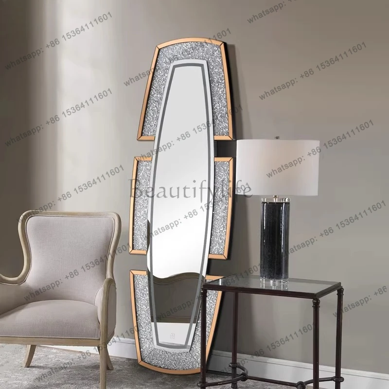 European light luxury floor-to-ceiling full-body full-length mirror,entrance wall decoration, bedroom dressing mirror