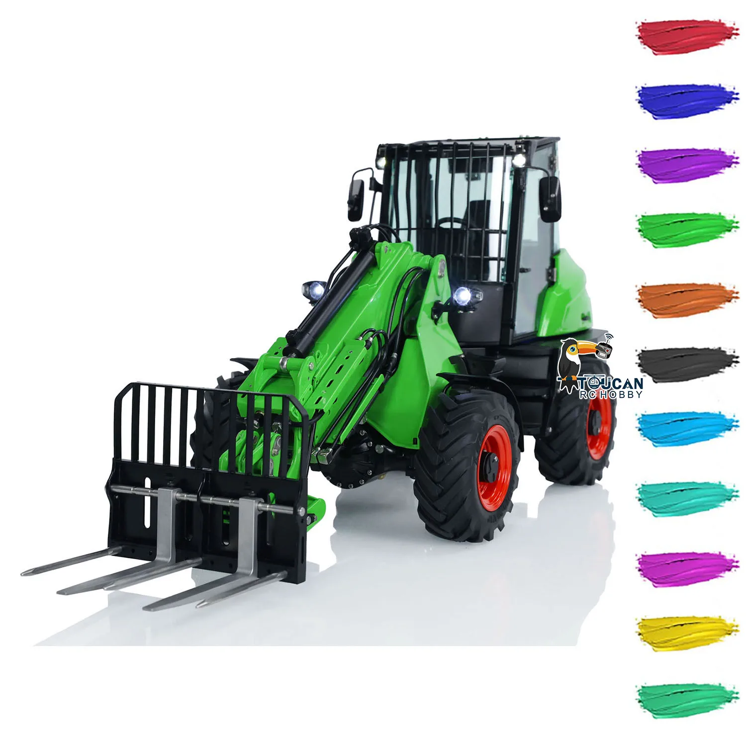 New LESU AT1050 1:14 RC Hydraulic Fork Truck Metal Telescopic Arm TOUCAN DIY Painted Finished Loader Car Light Sound Model Toys