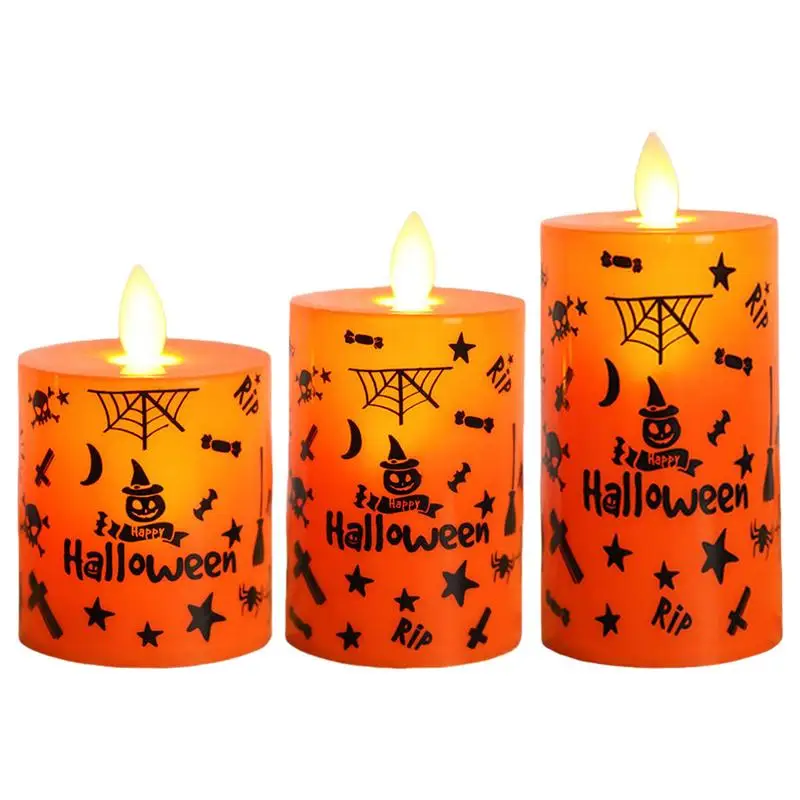 Halloween Desk Light Flickering Flame LED Flameless Flickering Tea Lights USB Charger Battery Christmas Decor  Electronic Candle