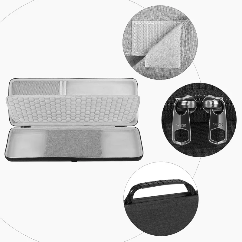 Geekria Keyboard Case Compatible With Razer BlackWidow V4 Low Profile/DeathStalker V2 Hard Shell Carrying Bag (Dark Grey)