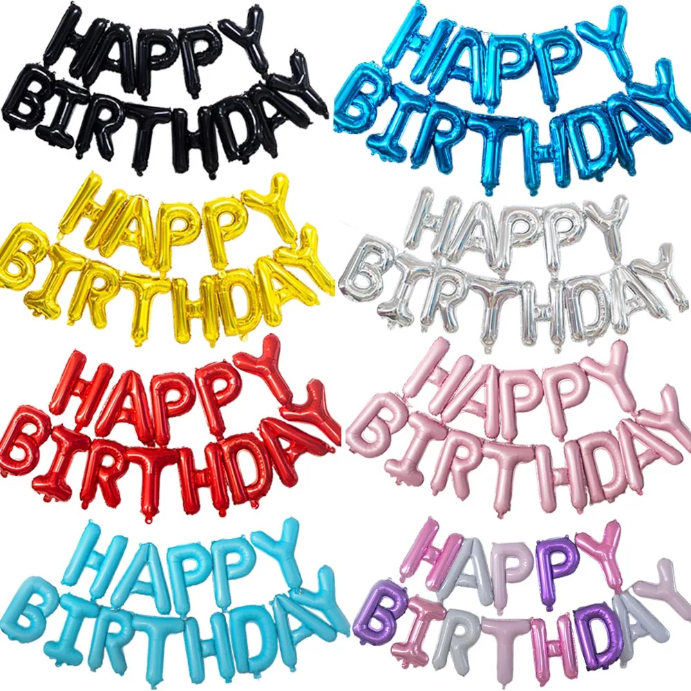 Globos de decoración de feliz cumpleaños, juego de globos de aluminio con letras coloridas, rosa, azul, negro, dorado y rojo, decoración para fiesta de cumpleaños, suministros de pancarta