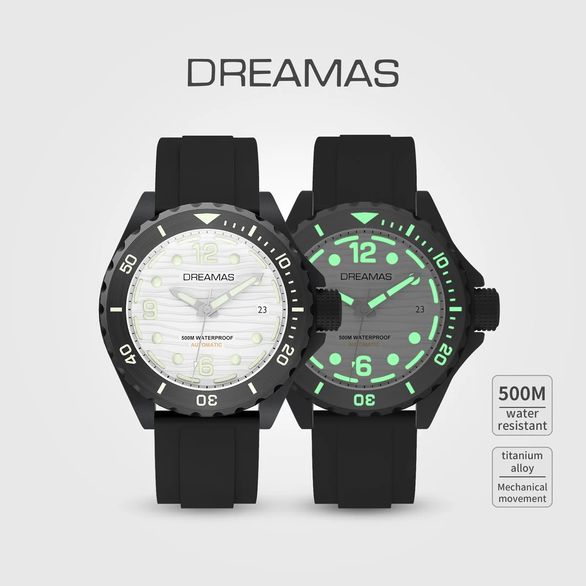 

DREAMAS Men's business mechanical watch Diving Watch 500meters waterproof Japanese movement D0382G5