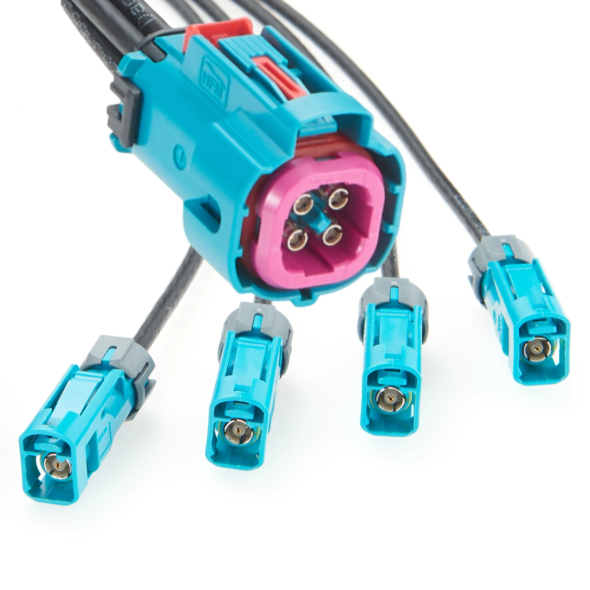 

Кабель коаксиальный IP67 4-в-1 Rosenberger Mini FAKRA Female - FAKRA Female, AMK14K-1M4Z5-Z - 59Z163-003-Z, автомобильный LVDS-кабель