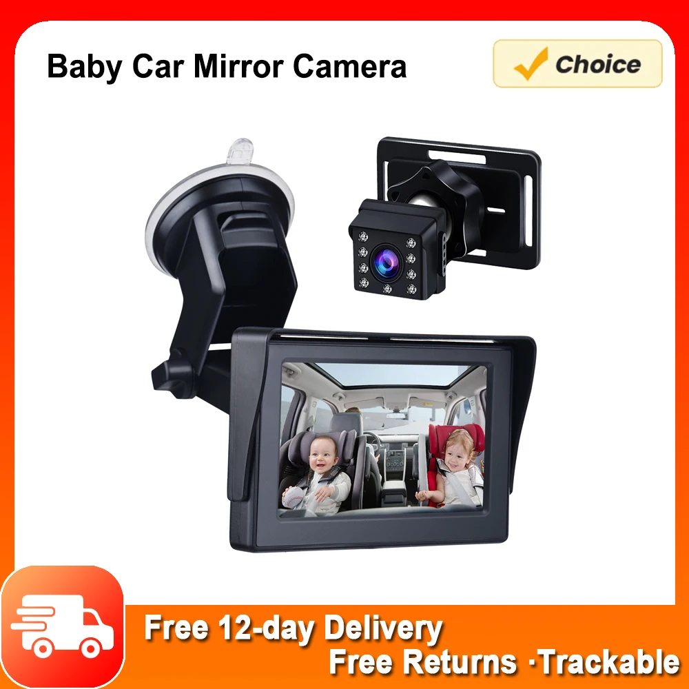 Baby Car Mirror 1080P Baby Car Camera Night Vision Safety Car Seat Mirror Cameras Monitored Mirrors with Wide Crystal Clear View