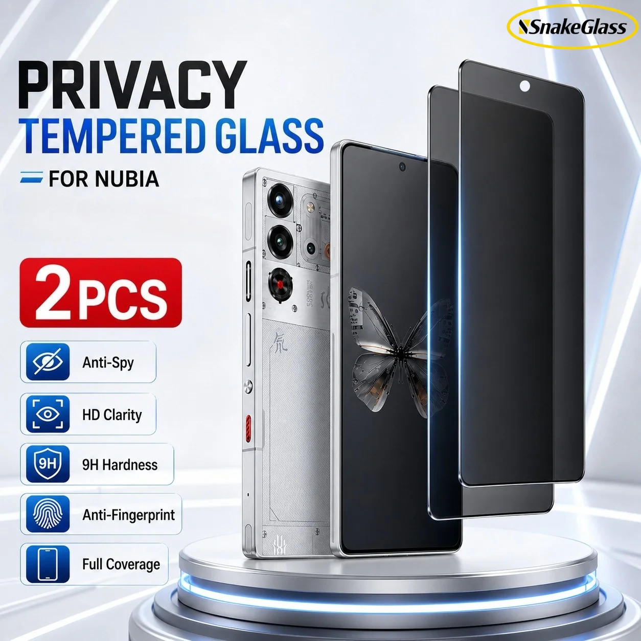 واقي شاشة زجاجي مضاد للتجسس لهواتف ZTE Nubia Redmagic 10Air 9S 9 8 10 Pro Plus، زجاج مقوى للخصوصية لهاتف Nubia Z70 Ultra