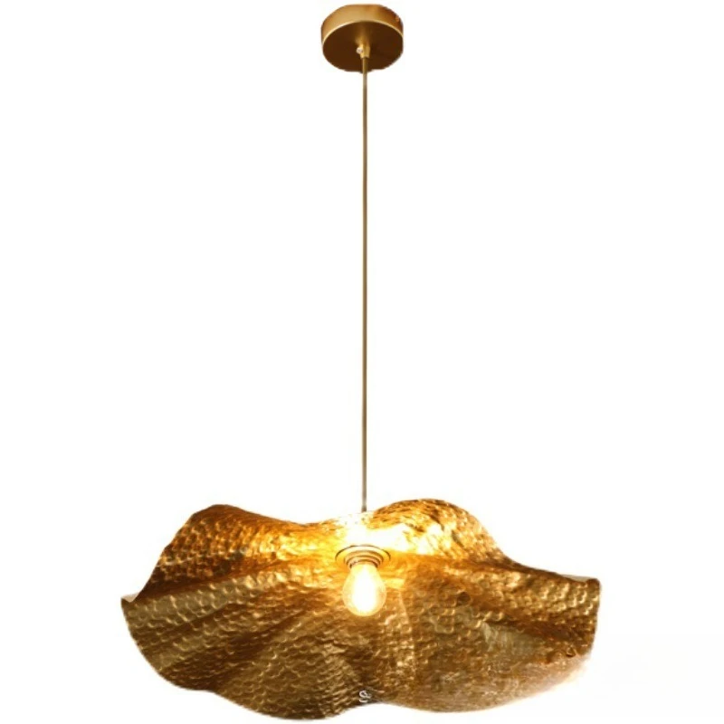 

Creative new Chinese lotus leaf chandelier, Zen iron hot pot shop, tea table, retro dining bar, tea room decoration