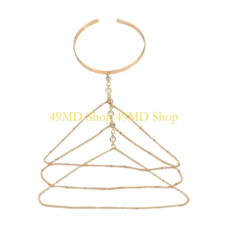 49MD Fringe Chain Open Bangle Bracelet Elegant Adjustable Arm Cuff For Women Daily Wear Or Special Occasions