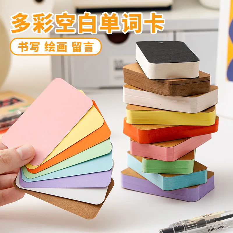 50 sheets Metal Ring Blank Vocabulary Notebook, Loose Leaf Pocket Word Notepad for Students, Portable Hole Punch Flash Memo Book