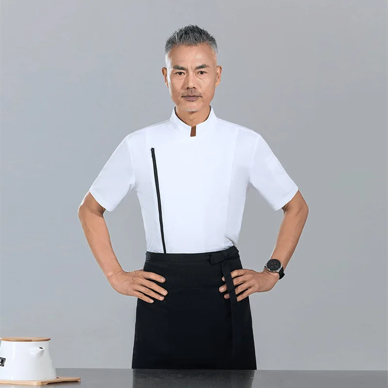 Vêtements de cuisine à manches courtes pour hommes et femmes, salopette de chef d'hôtel, haut de gamme, restaurant occidental, cuisson, salle à manger, été