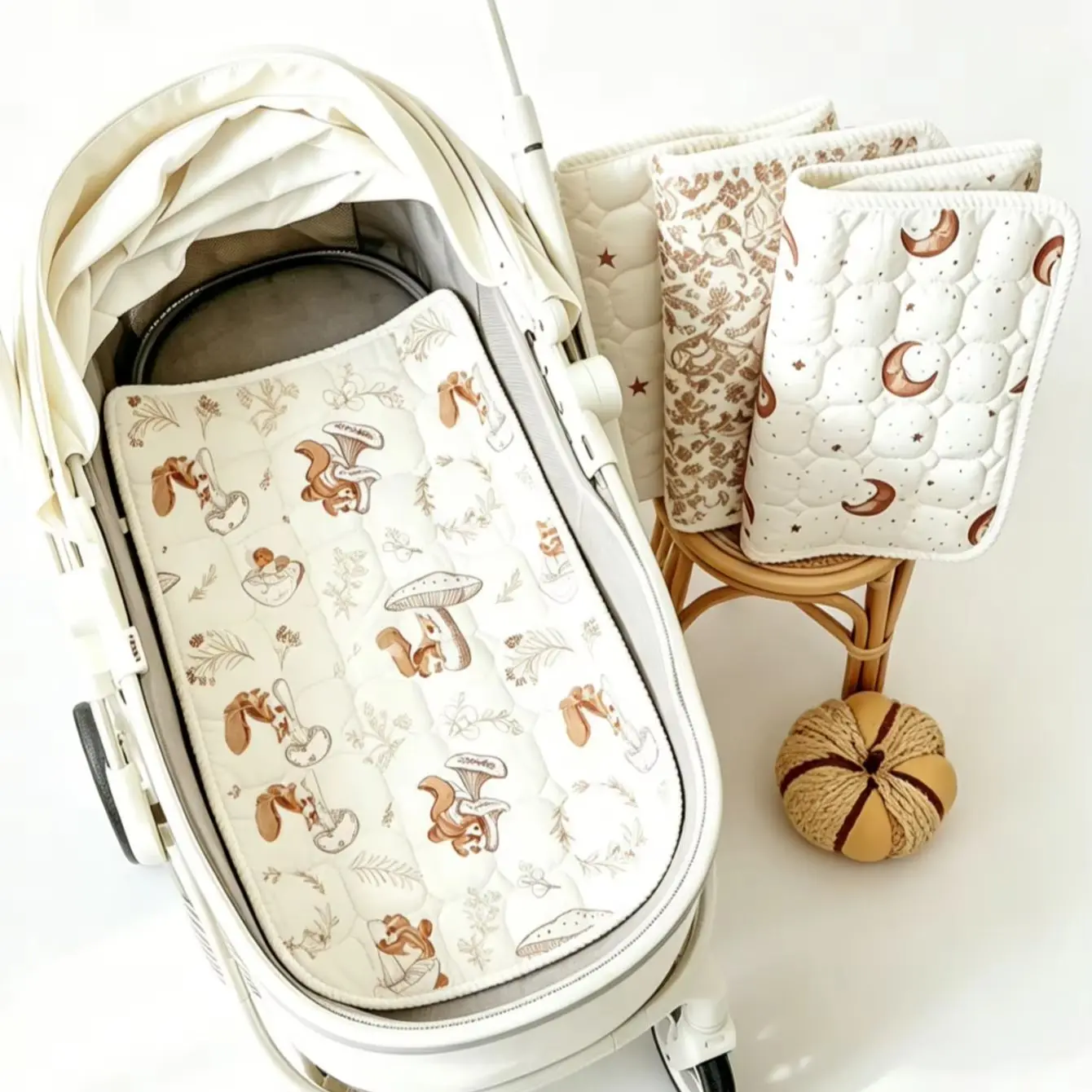 Thick Soft Quilted Baby Stroller Seat Liner Skin-Friendly Breathable Universal Infant Pushchair Cushion Pad