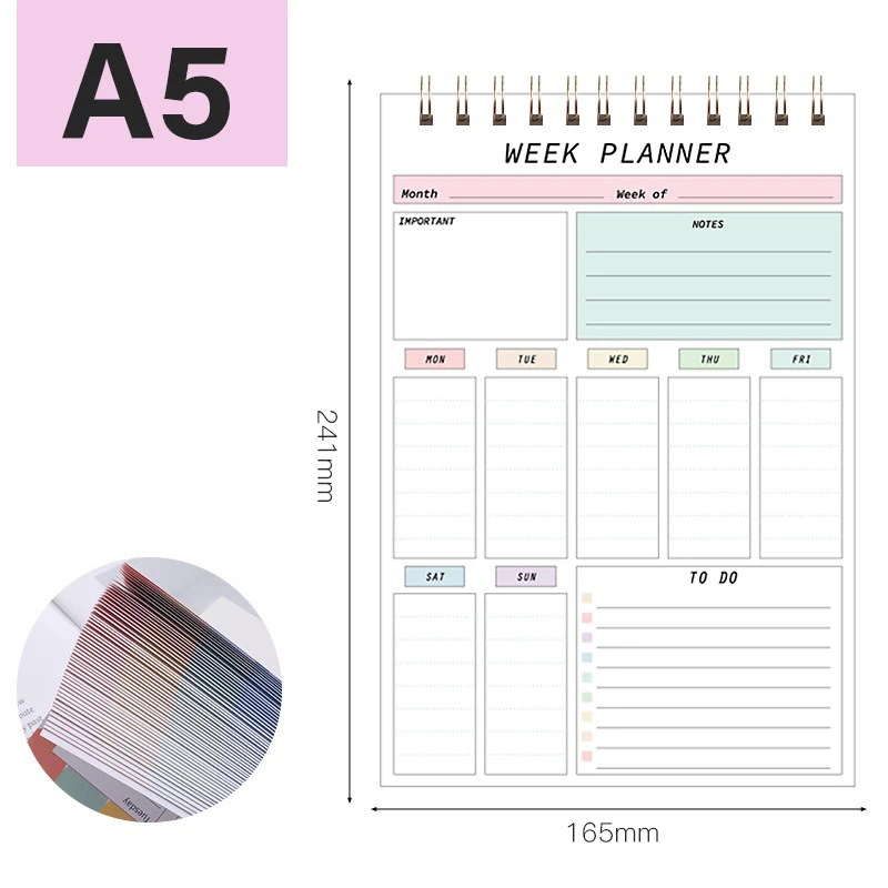 Schedule Book To Do List Notebook 104 Pages Weekly Planner Daily Plan Coil Notebook Spiral Notepad