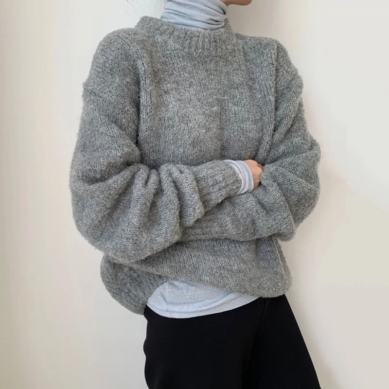 Ay Vintage femmes pull automne hiver vêtements d'extérieur Thi chaud ample paresseux Sle japonais rond Ne aérien tricoté irt