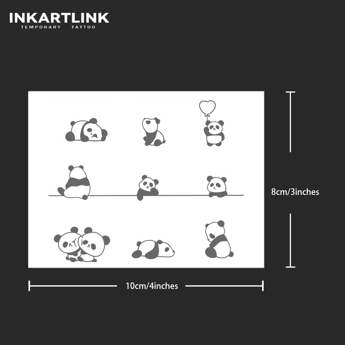9 귀여운 팬더 임시 문신, 15 일 지속 신기술 매직 방수 반영구 스티커