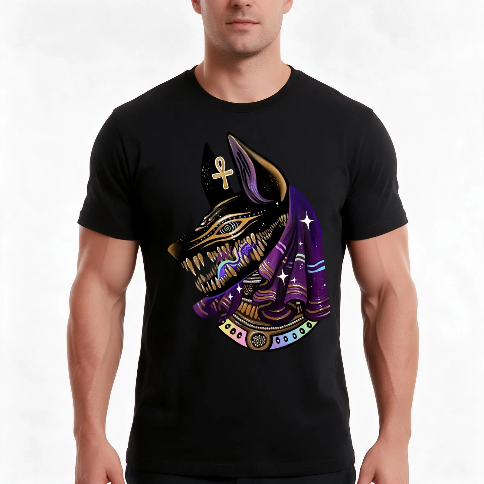 Anubis T-Shirt Summer Casual Cotton Tee Oversized Streetwear Tops Vintage Graphic Print Loose Fit Short Sleeve 100% Cotton
