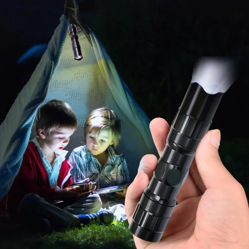 1Pc Portable LED Strong Power Flashlights Outdoor Camping Fishing Tactical Torch Multi-Functional Super Bright Flashlight
