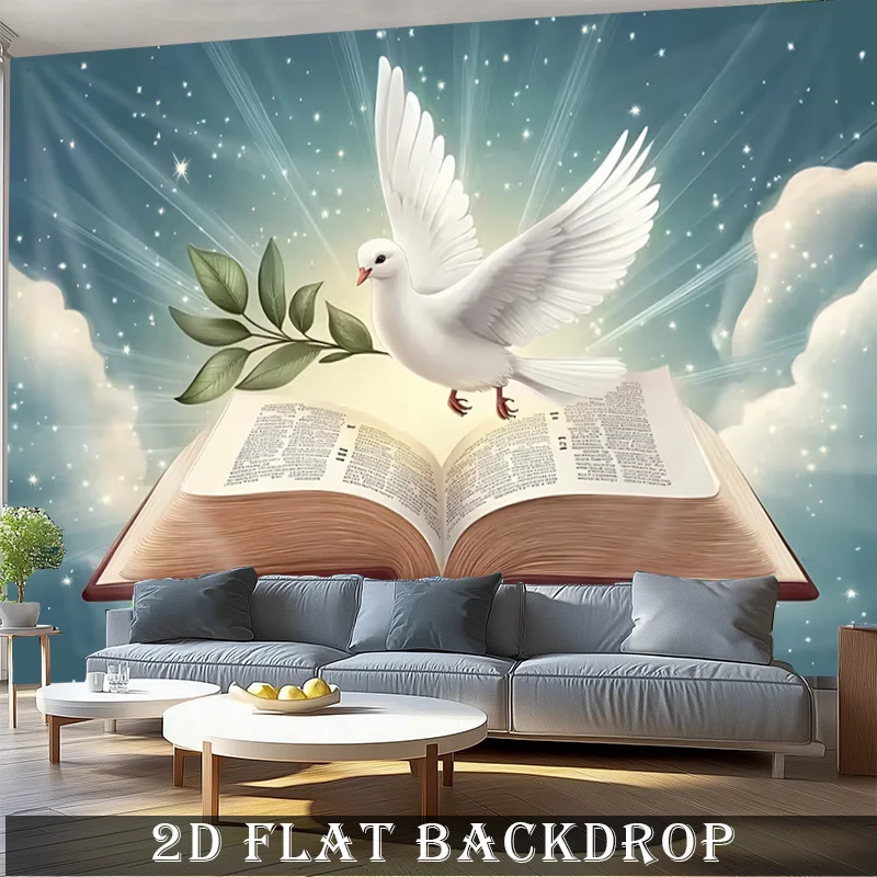 Serene Dove Flying Open Book Wall Tapestry Polyester Backdrop Boho Nursery Art Print Living Room Decor Unique Wall Hanging