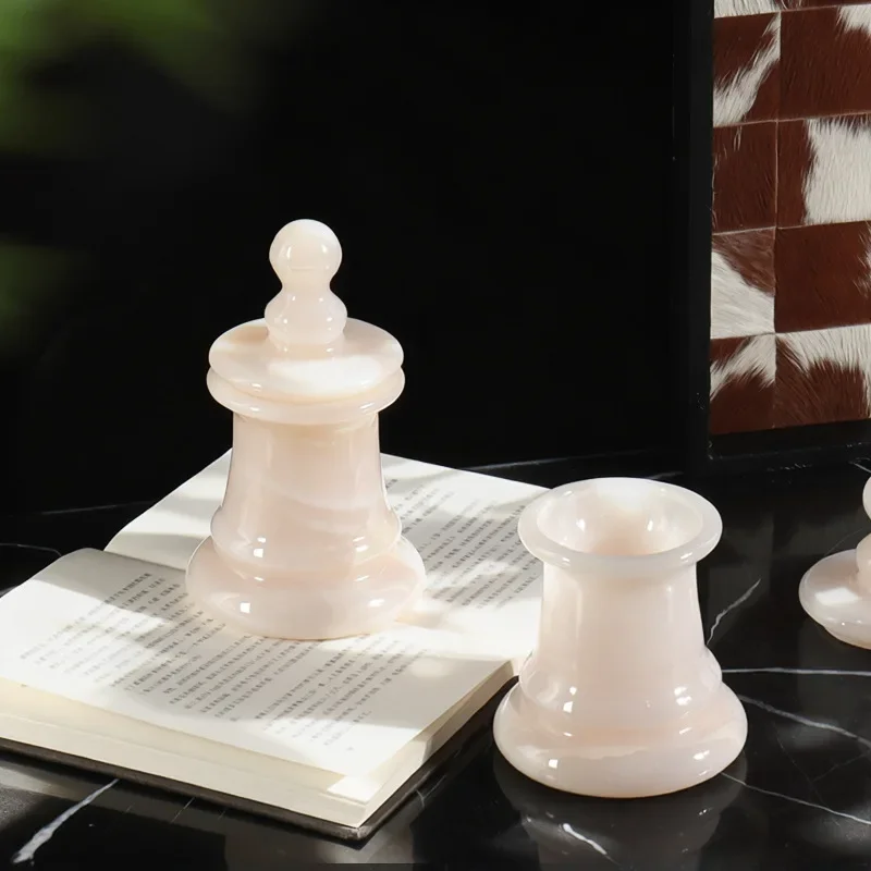 White Jade Onyx Empty Candle Holder Queen Candlestick Natural Marble Stone Aromatherapy Jar Cup Creativity Home Decoration