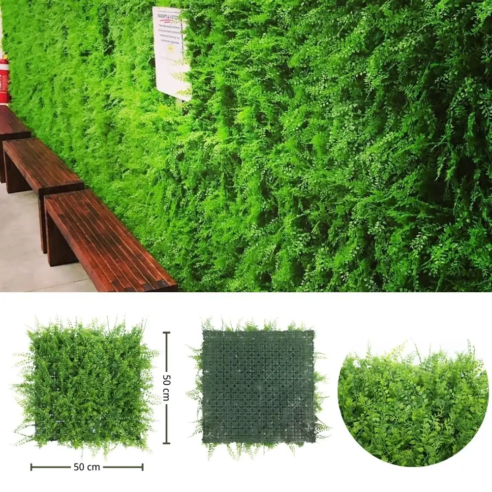 

Artificial Plant Wall Panels, 50cm x 50cm Grass Mat, Greenery Backdrop for Garden Hedges, Wall Decoration, Privacy Fence