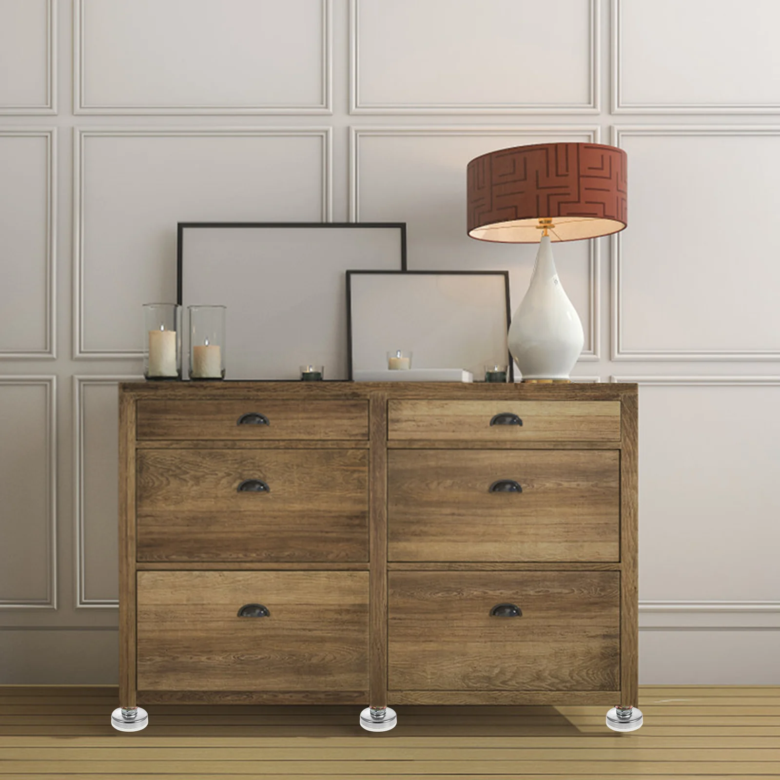 8 set Adjustable Leveling Feet For Furniture Heavy Duty 350Lbs Steel T-Nuts Threaded Inserts Floor Protector Felt Hardwood