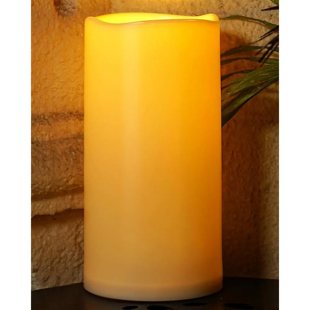 

6 x 12 Extra Large Outdoor Waterproof Candle with Auto 6-Hour Timer, Ivory Plastic Made, Long Lasting Up to a Year
