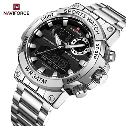 NAVIFORCE New Luxury Brand Men Watches Business Day and Date Display Quartz Wristwatch Man Steel Band Waterproof Original Clock