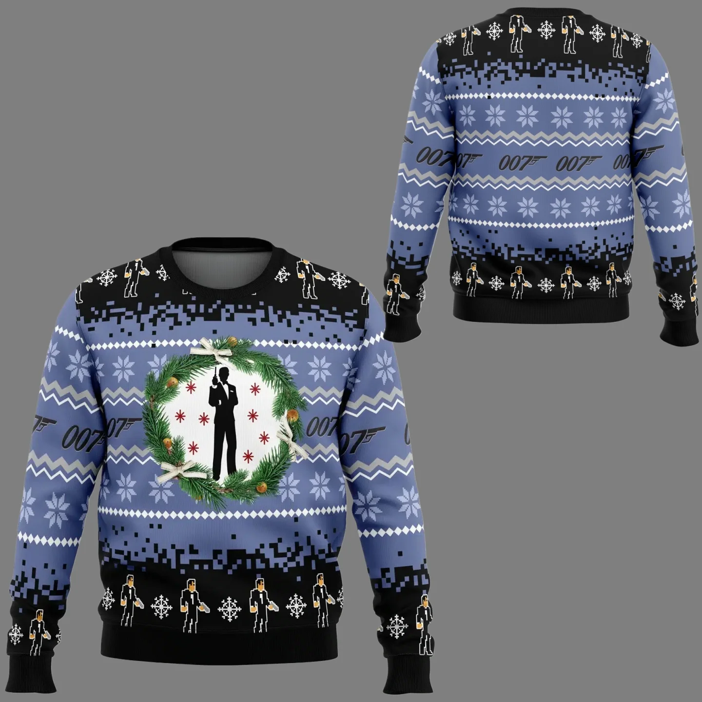 Maglione brutto di Natale serie 007 James Bond Creativo Divertente Personalità Moda Cool Winter Festival Atmosfera Felpa con cappuccio Top