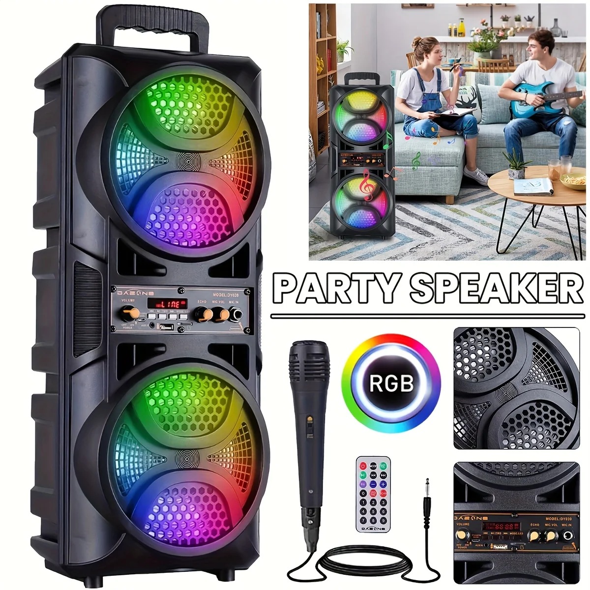 Portable 3000W Dual 6.5 Inch Wireless Speaker System
