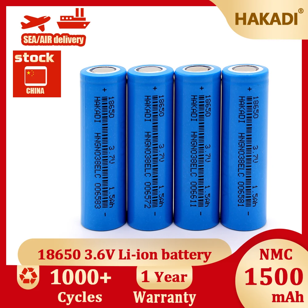 HAKADI Lithium-ion 18650 3.7V 1500mah 15C High Rate Discharge Rechargeable Li-ion Batteries 4-40PCS For E-Cigarate Power Drill