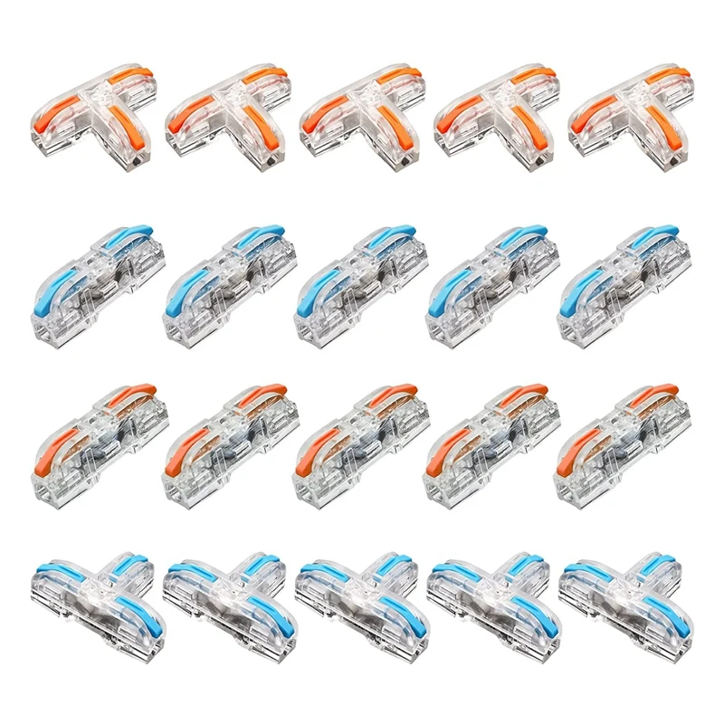 10 Pcs 1 Conductor Compact Wire Connectors Splicing Connectors And 10 Pcs Quick Splitter 3 Pin 1 Way Wire Connector