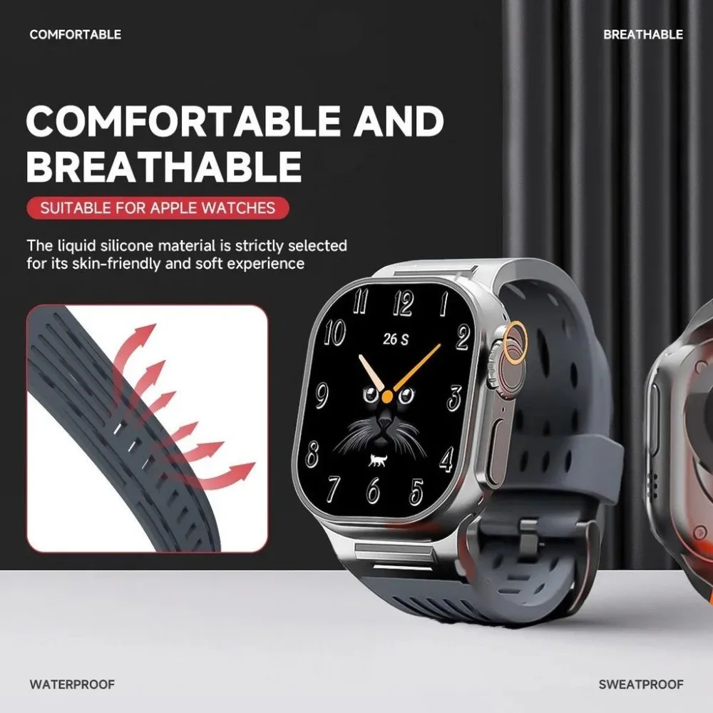 Breathe Sports Silikonarmband für Apple Watch S12 S11 S10 46mm Ultra4 49mm für IWatch Series 9 8 7 6 5 4 Se3 45/44/42mm Armband – Detail 7