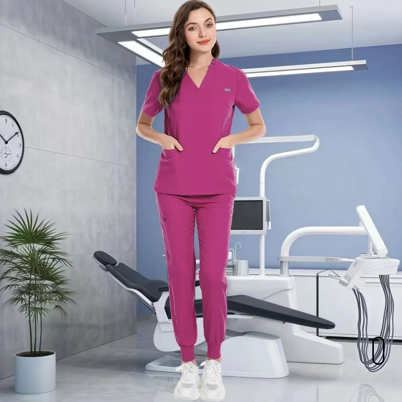 Veelkleurige Vrouwen Dierenwinkel Arts Scrub Medische Chirurgie Werkkleding Scrub Set Scrub Uniform Korte Mouw Tops + Broek Verpleging uniform