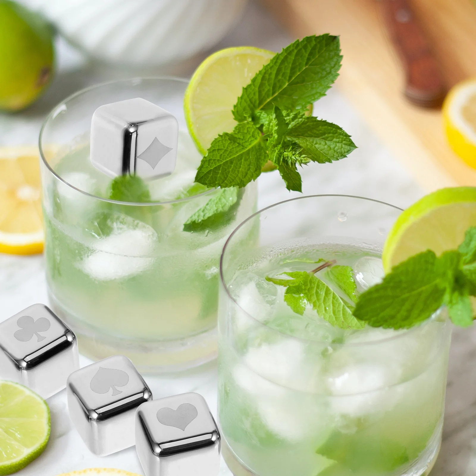 

Ice Cube Set Cubes Drinks Particles Stainless Steel Reusable Beverage Cooling Stones