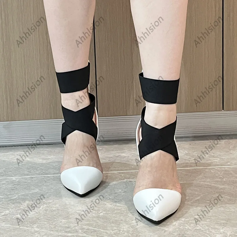 Ahhlsion صور حقيقية المرأة الصيف مضخات الراحة أسافين الكعوب أشار تو فستان أبيض جميل أحذية الولايات المتحدة حجم كبير 5-13 #3