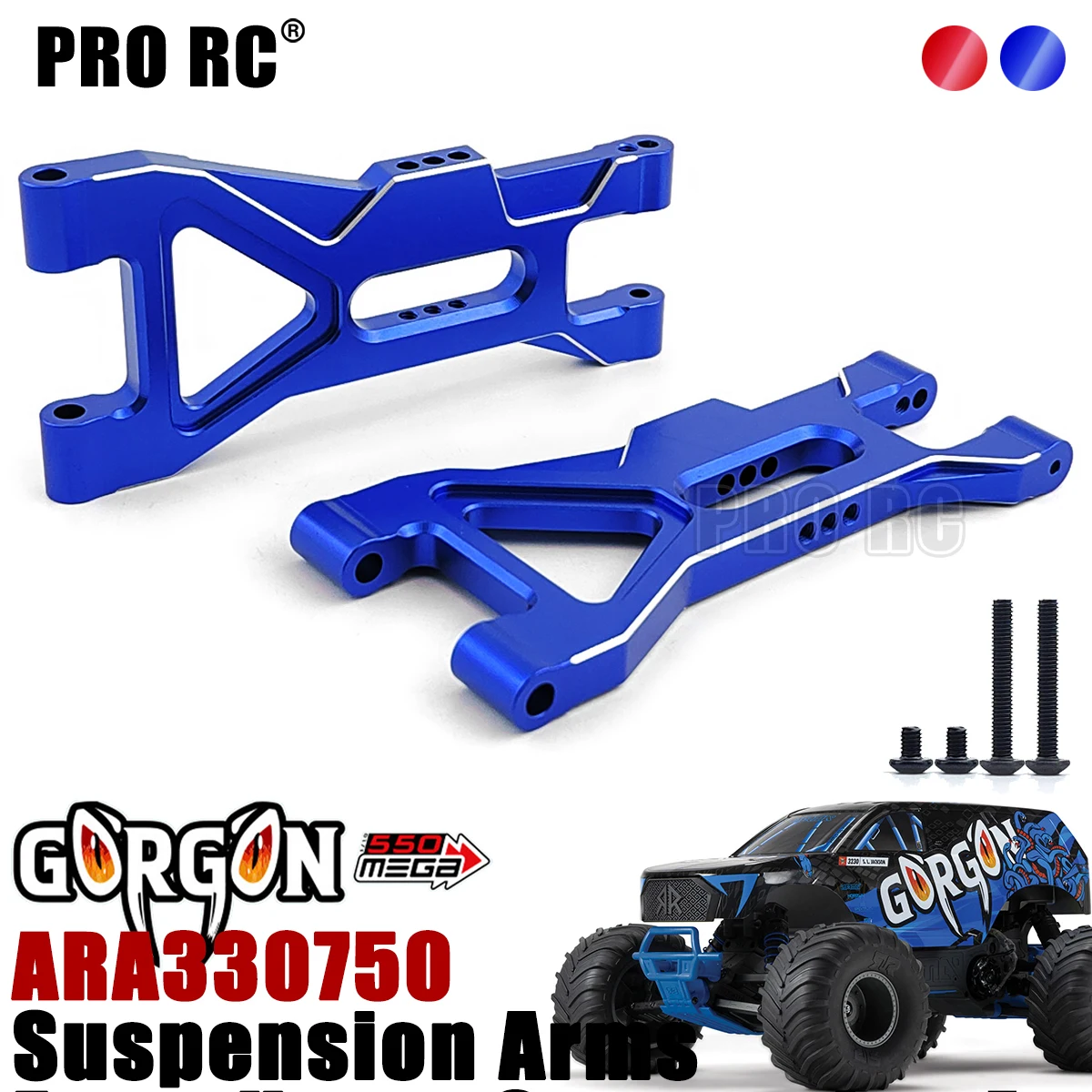 2Pcs ARA330750 Front Lower Suspension Arms Set Alu Alloy For Arrma 1/10 GORGON 4X2 MEGA 550 Brushed Monster Truck Rc Car Part